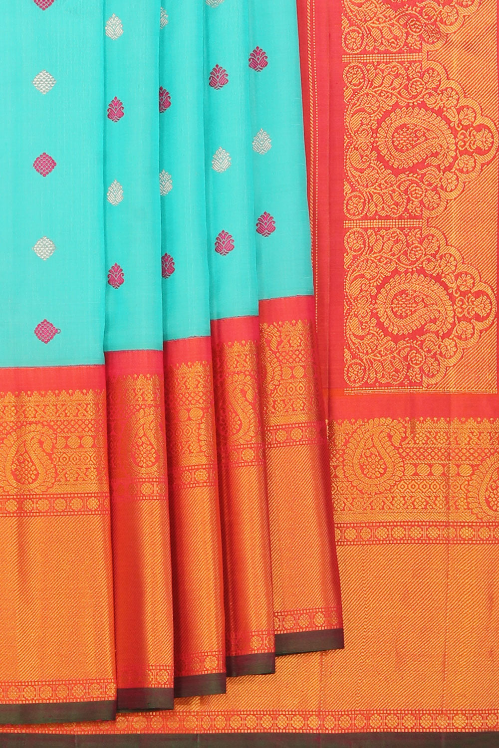 Image of Gadwal Silk Sea-Green Saree